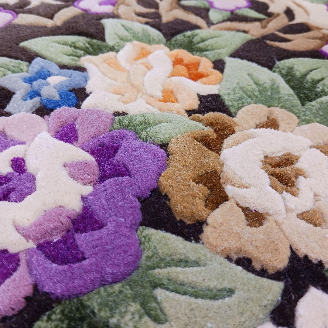 専用Y3140 中国段通 シルク100% 手織り ハンドカット 123×70㎝