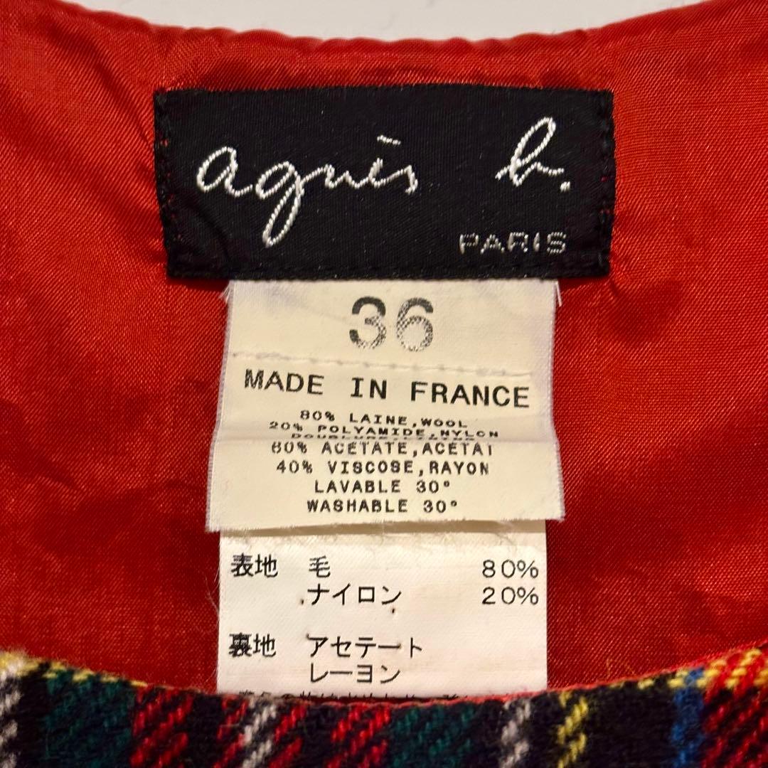 OLD アニエスベー /タータンチェックアシンメトリーワンピース　フランス製