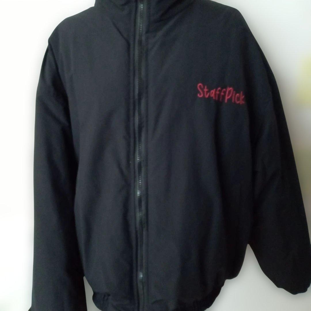 地底人オンライン　リバーシブルダウンジャケット　チェック柄　ブラックＬサイズ