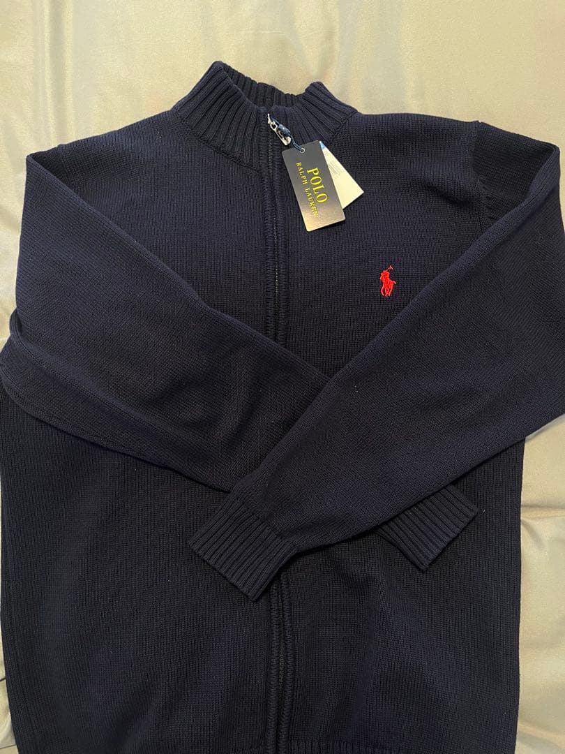 【タグ付き】POLO RALPH LAUREN ネイビー　ジップアップニット