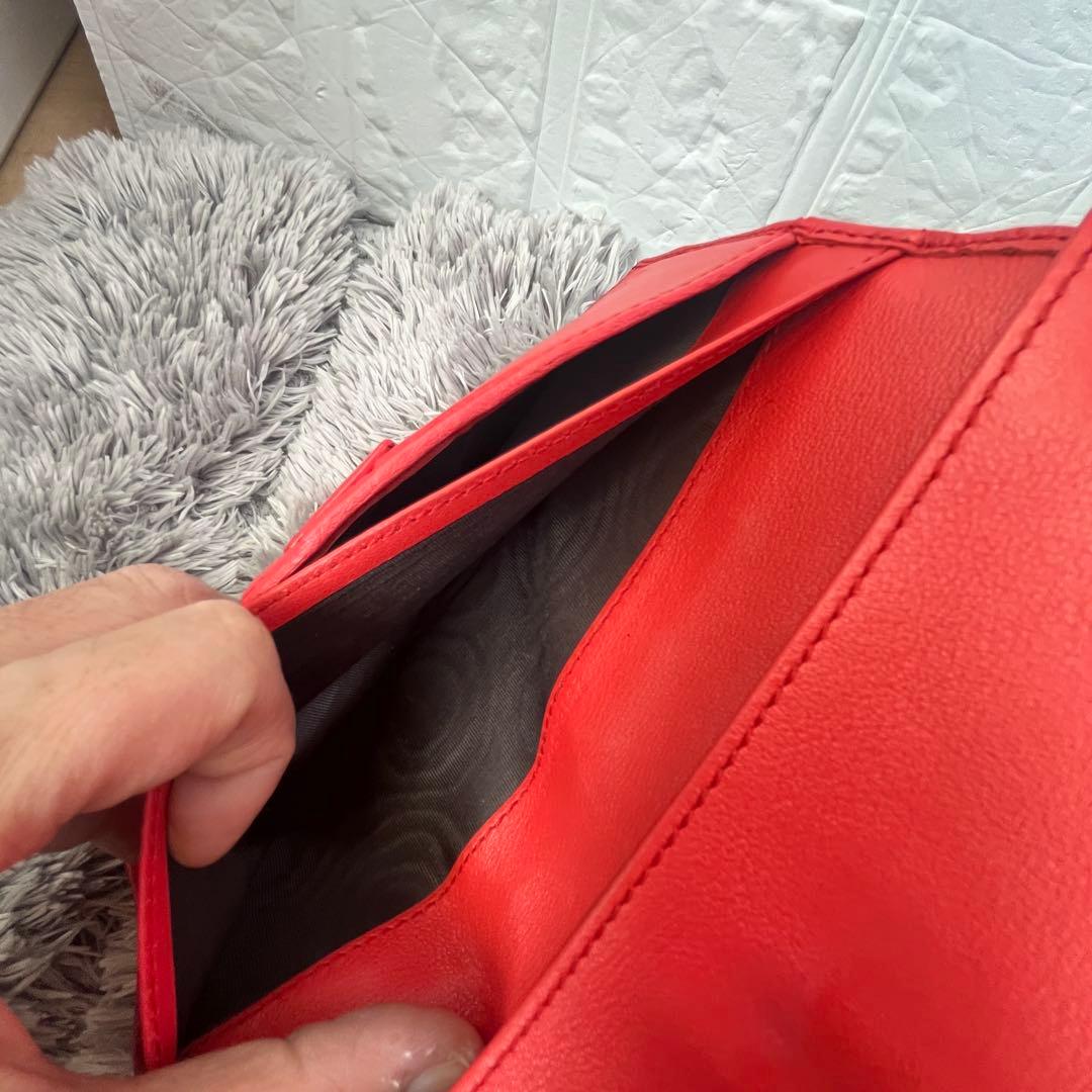 美品✨GUCCI コンチネンタル　シマ　長財布　インターロッキング　朱色