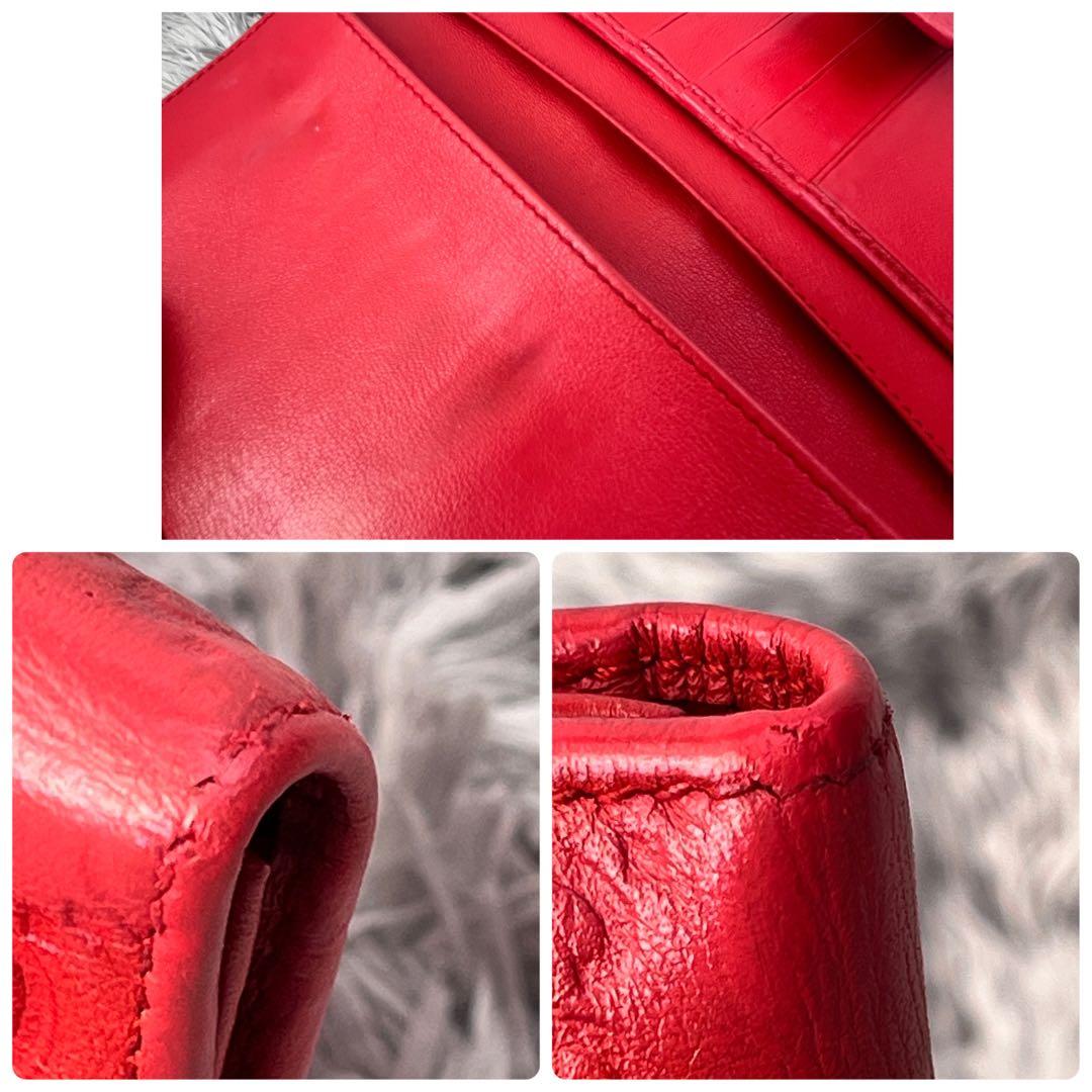 美品✨GUCCI コンチネンタル　シマ　長財布　インターロッキング　朱色