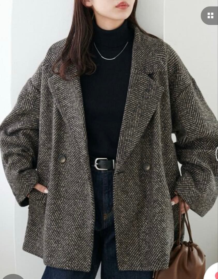 discoat ヘリンボーンダブルテラージャケット