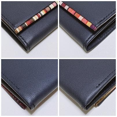 Paul Smith ポールスミス レザー 名刺入れ ストライプ ネイビー