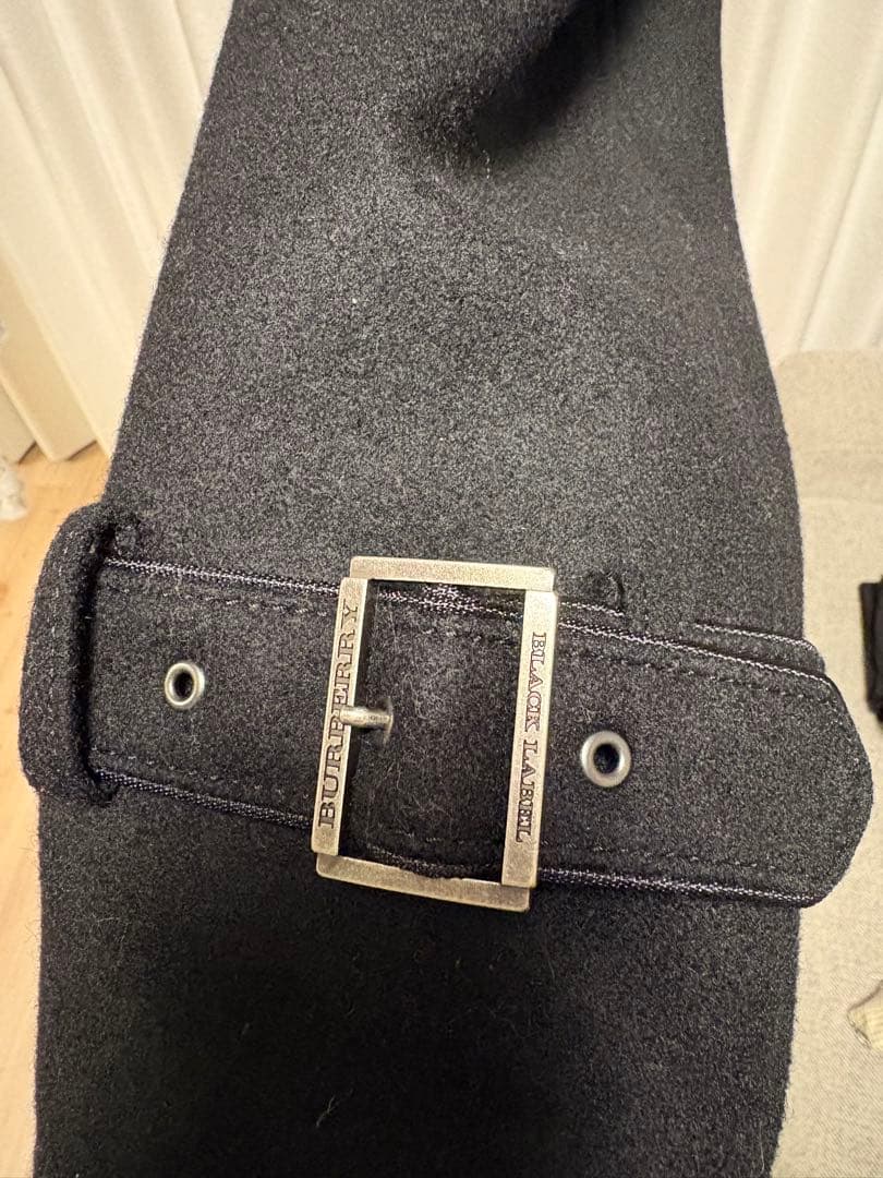 BURBERRY BLACK LABEL ブラック ピーコート　ラビットファー付