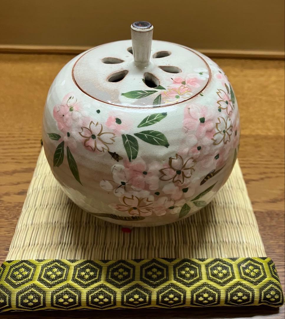清水焼　桜香炉　俊山窯　森俊山