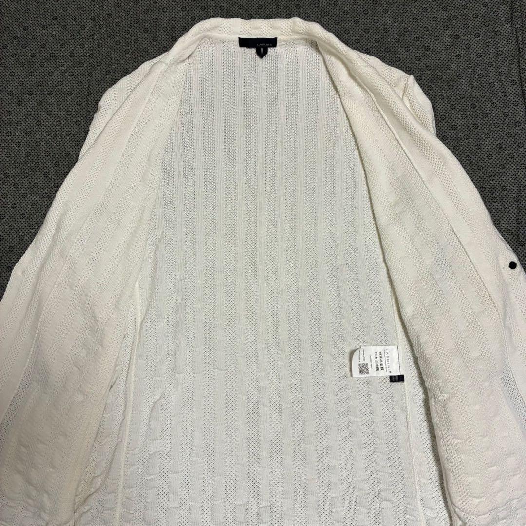 美品/XL LARDINI テーラードジャケット　ブートニエール　ニット　白