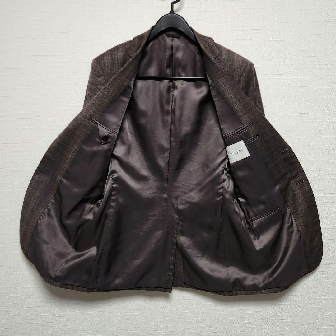 ダーバン　メンズ　スーツ　セットアップ　ブラウン　チェック　細身