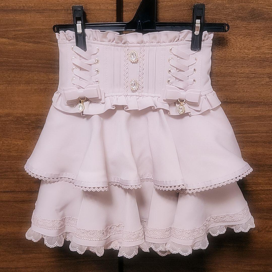 サスペンダー付きティアードスカパン ピンク 量産型 地雷系 スカート