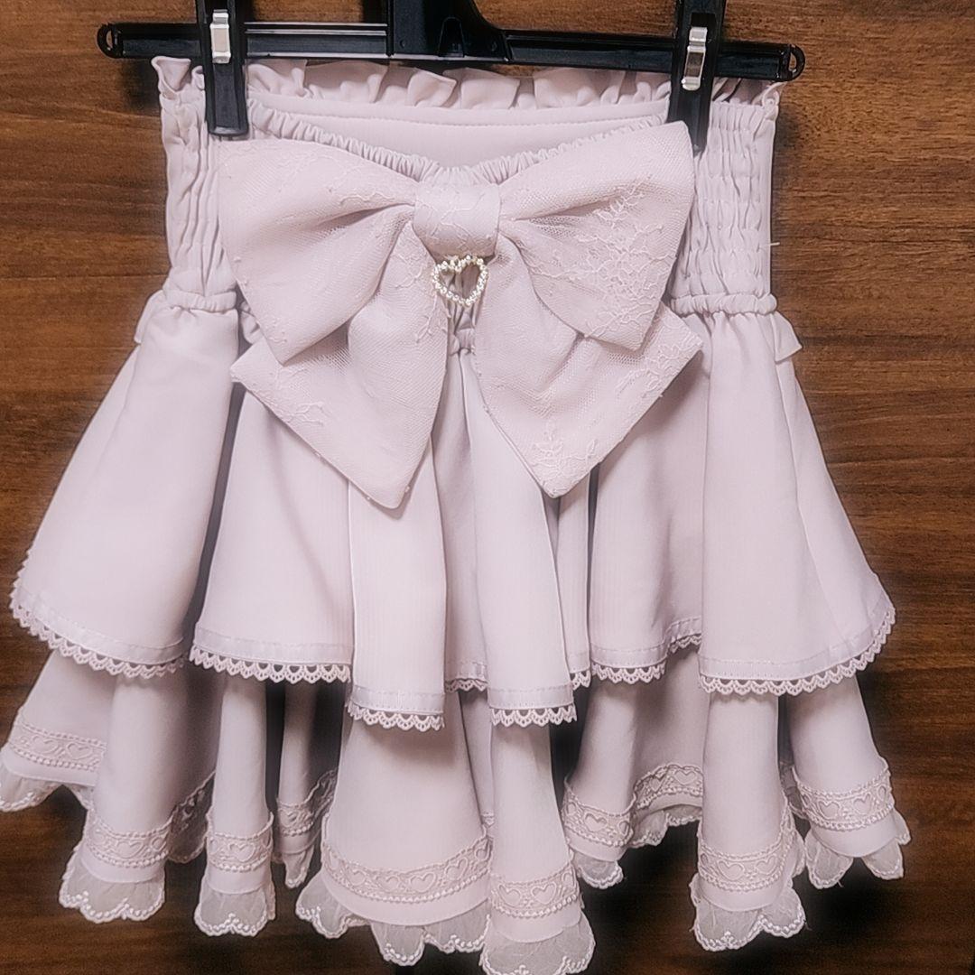 サスペンダー付きティアードスカパン ピンク 量産型 地雷系 スカート