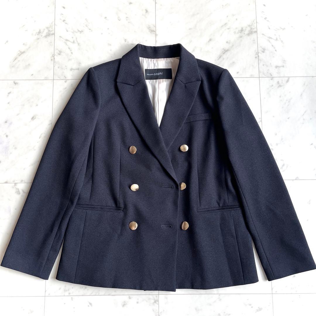 美品 ノーリーズソフィー テーラードジャケット 紺ブレ 金ボタン ネイビー 38