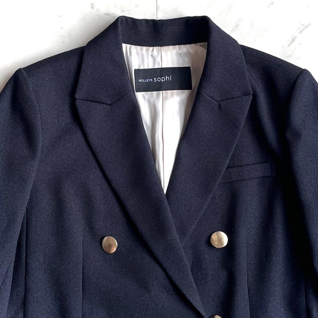 美品 ノーリーズソフィー テーラードジャケット 紺ブレ 金ボタン ネイビー 38