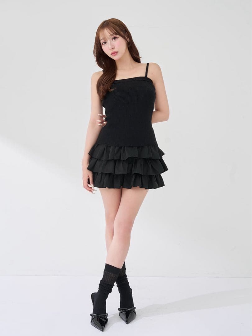 Darich ティアードフリルミニワンピース BLK FLサイズ