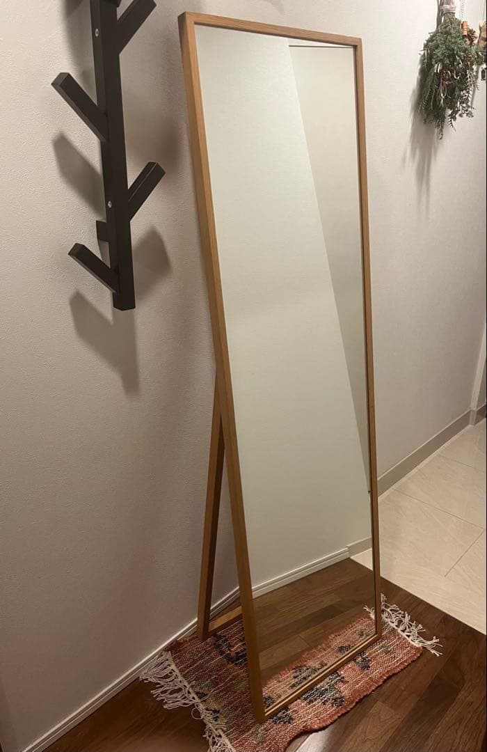 【無印良品】大型木製(オーク)スタンドミラー44cm×33cm×150.5cm
