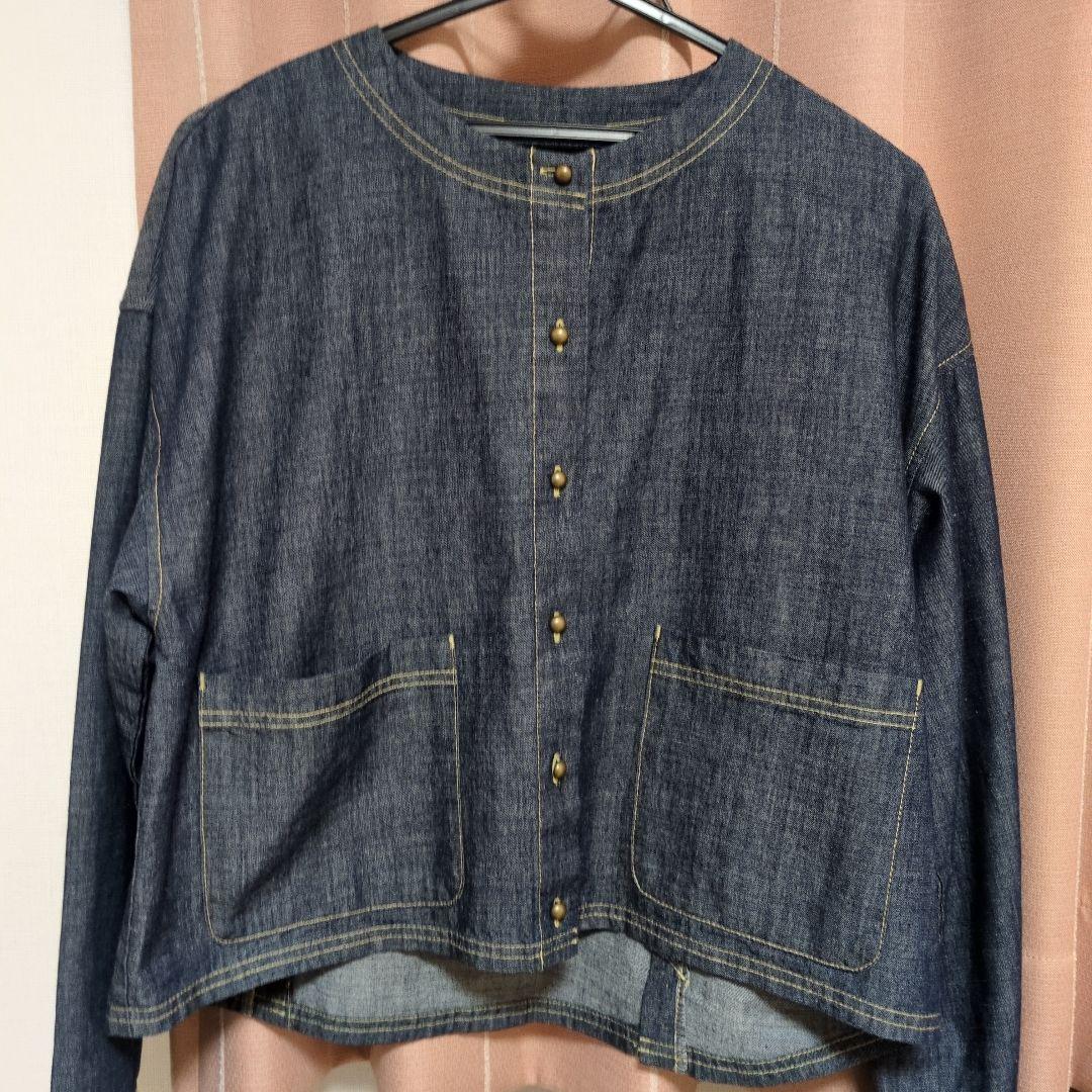 ダークデニム ボタン付きジャケット