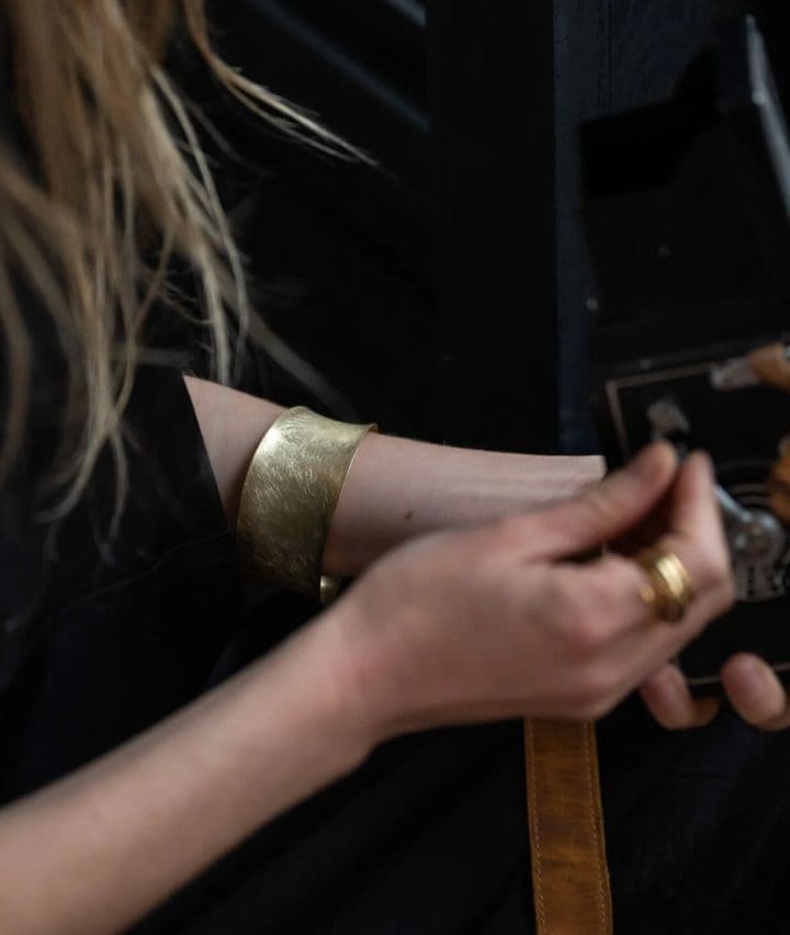 【美品】FONTE バングル 地金SILVER925 18金コーティング★巾着付