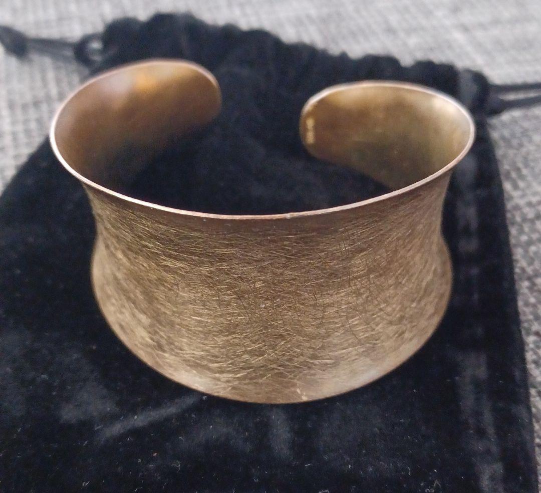 【美品】FONTE バングル 地金SILVER925 18金コーティング★巾着付