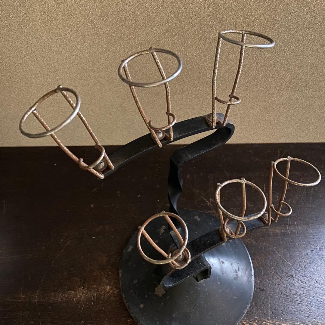 ビンテージ　傘立て　店舗什器　非売品　スチール製　レトロ　日傘立て　6本用