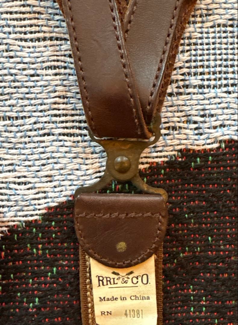 RRL SUNVALLEY サスペンダー ネイティブ柄 レザー 希少