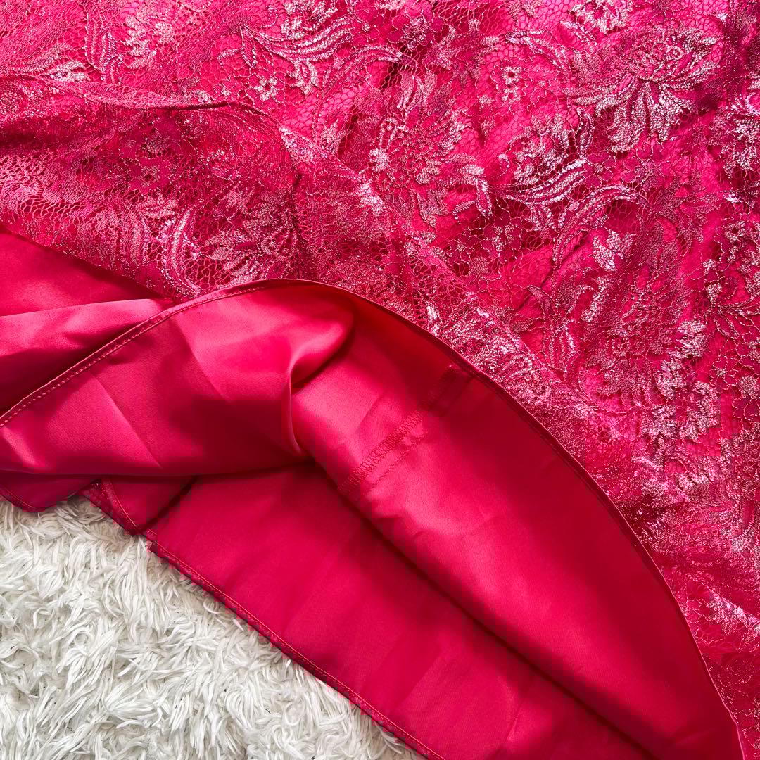 エメ ステージドレス 演奏会 9号 ロイヤルピンク 刺繍レース Aライン リボン