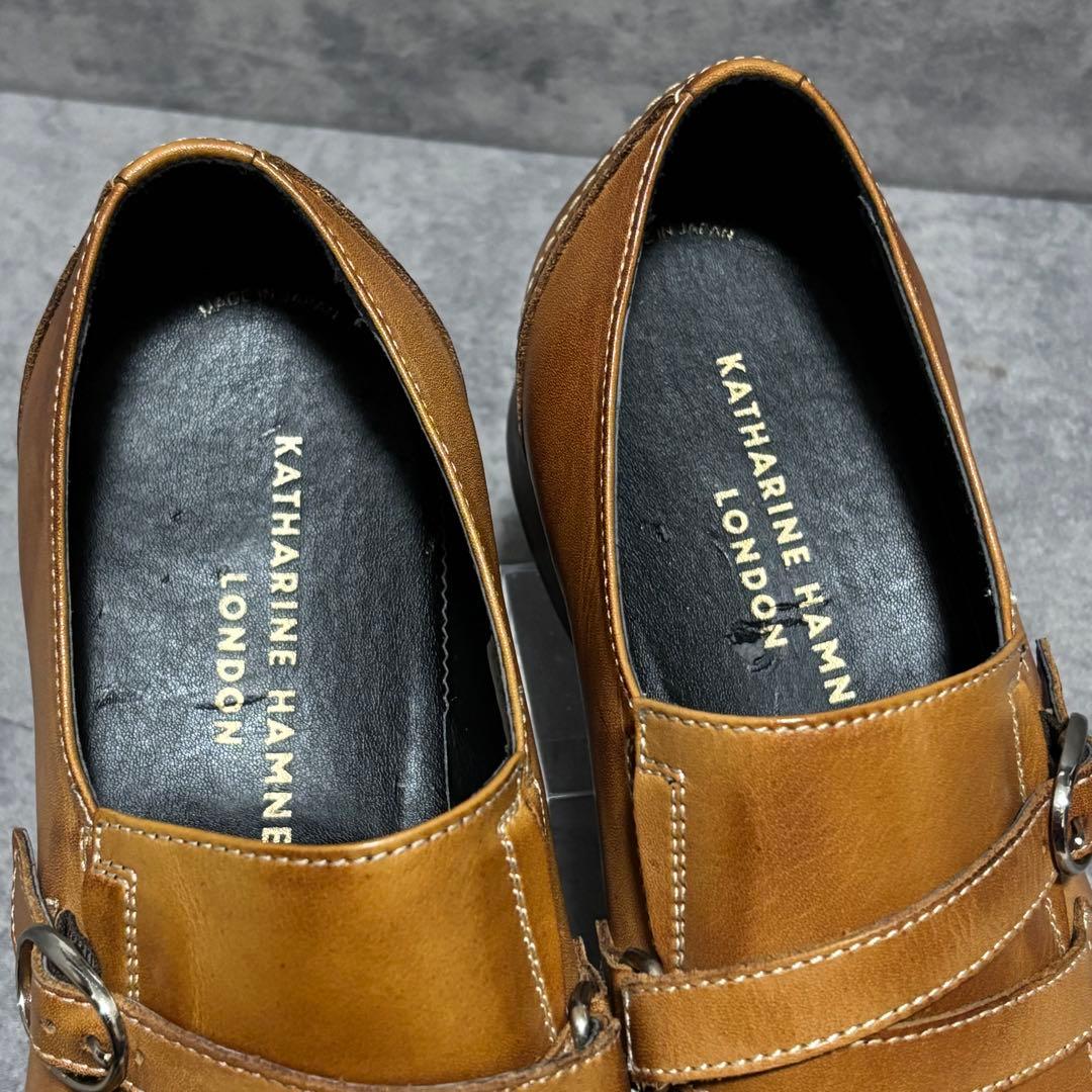 新品　キャサリンハムネットロンドン　ドレスシューズ　キャメル　ベルト　2229