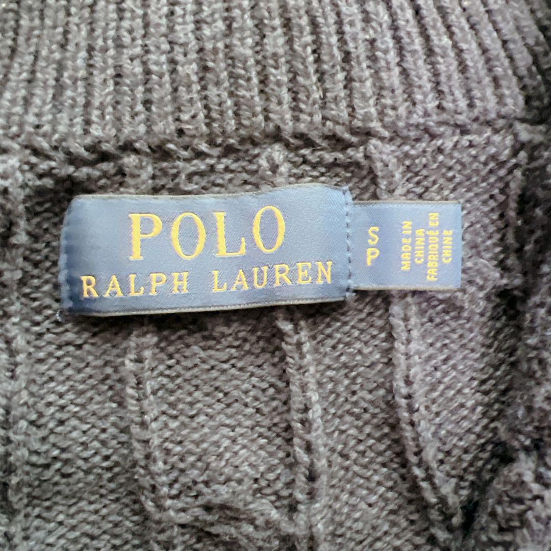 ラルフローレン ケーブルニットセーター ハーフジップ 男女兼用 S ネイビー