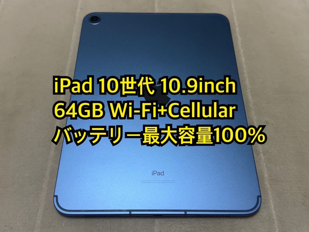 iPad 10世代 10.9inch 64GB Wi-Fi+Cellular