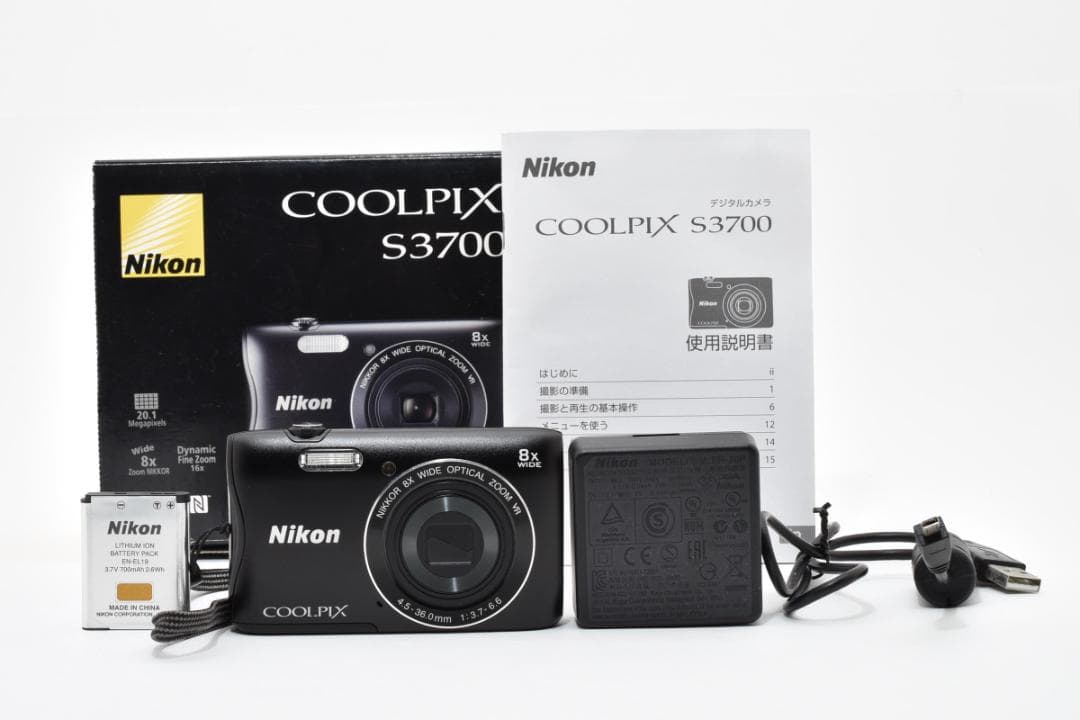 【美品】Nikon COOLPIX S3700 ブラック　動作確認済