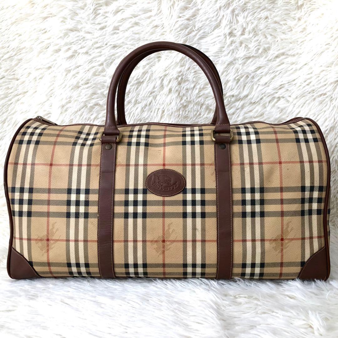 【大容量】バーバリー ボストンバッグ 2way ノバチェック PVC 肩掛け