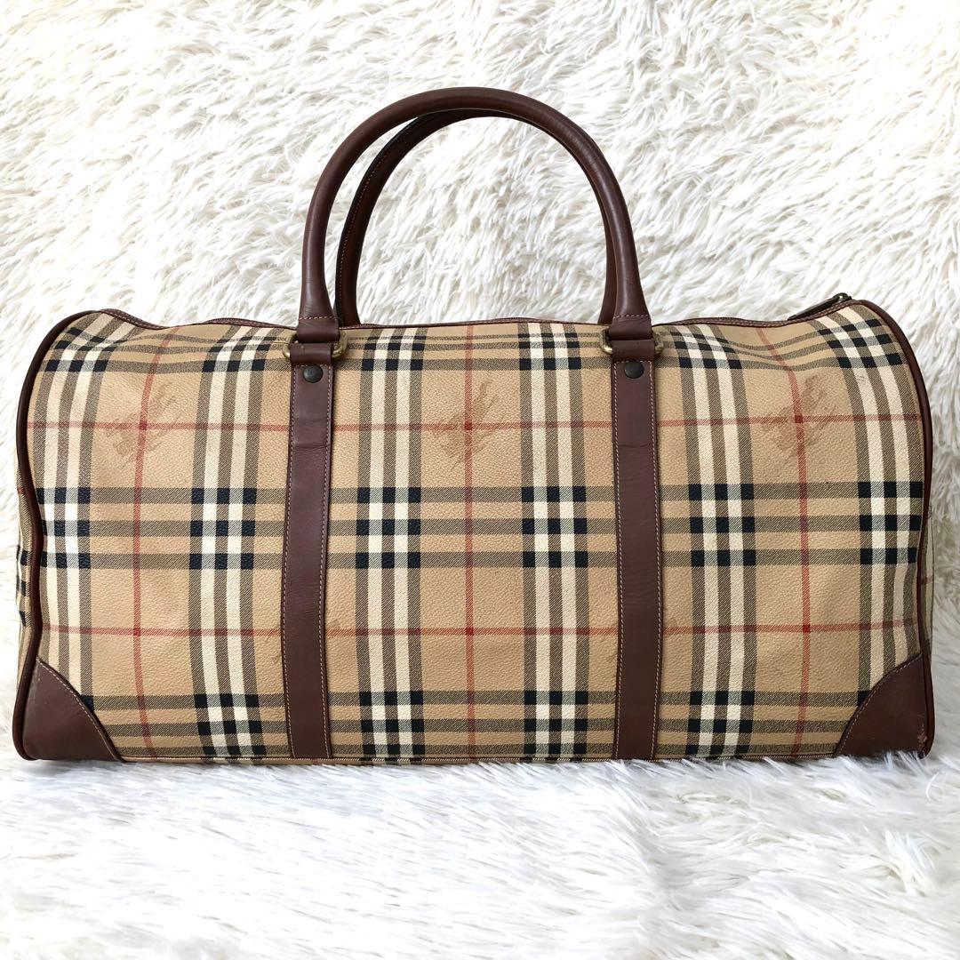 【大容量】バーバリー ボストンバッグ 2way ノバチェック PVC 肩掛け