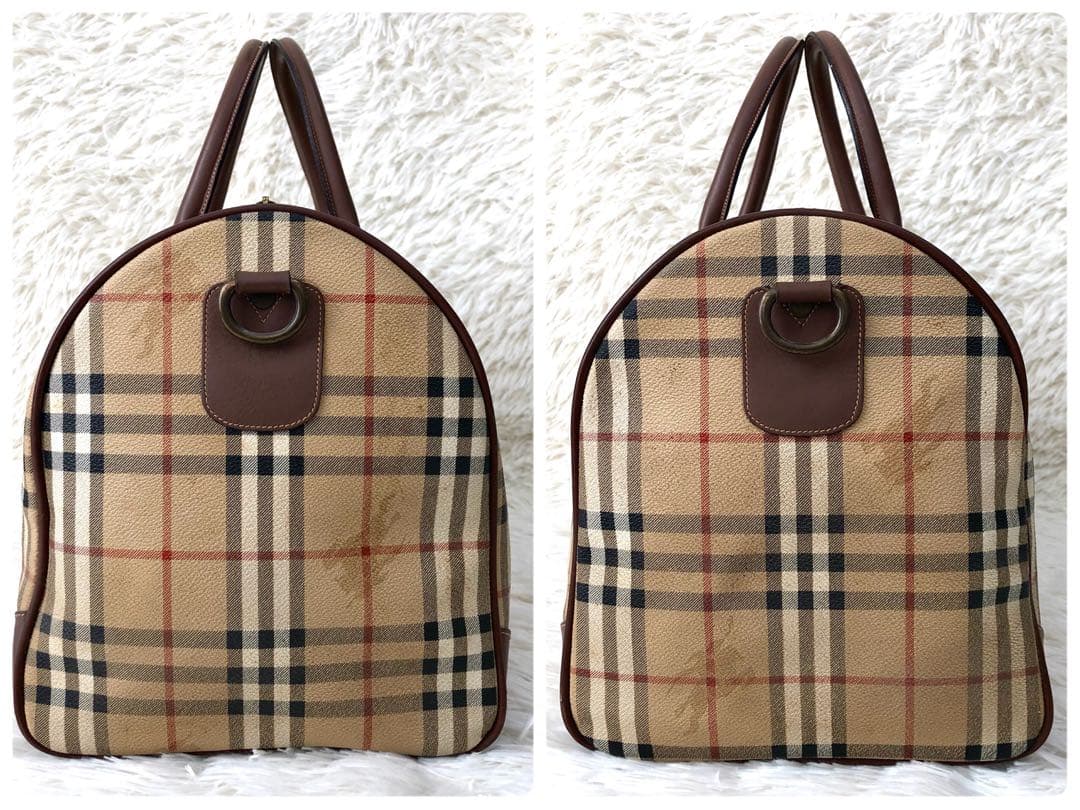 【大容量】バーバリー ボストンバッグ 2way ノバチェック PVC 肩掛け