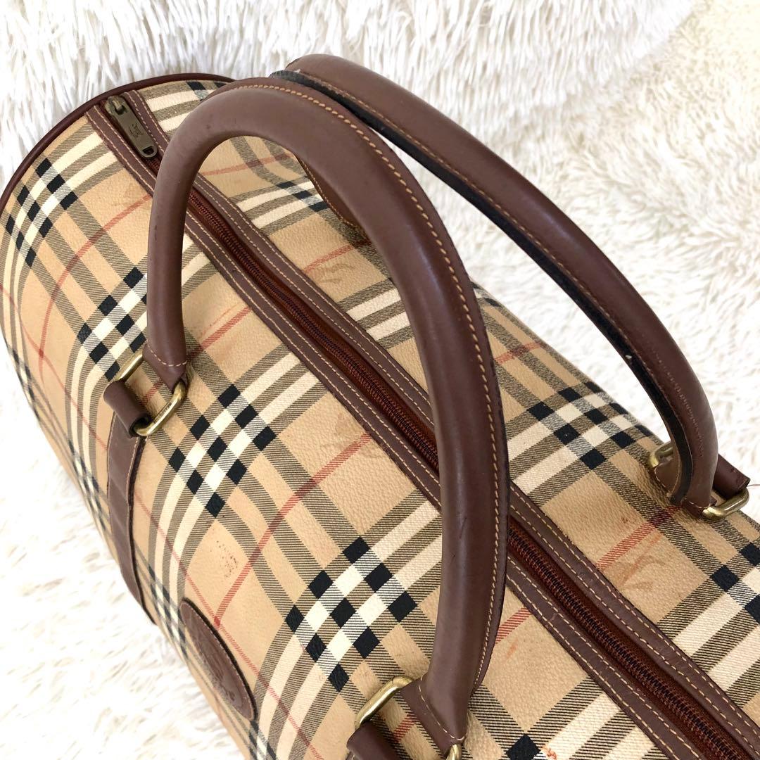 【大容量】バーバリー ボストンバッグ 2way ノバチェック PVC 肩掛け