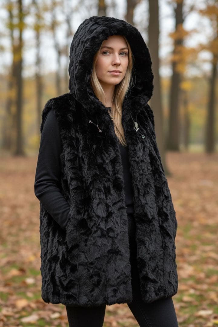 豪華ミンクフード付きロングベストファーコート　12万で購入　クリーニング済み