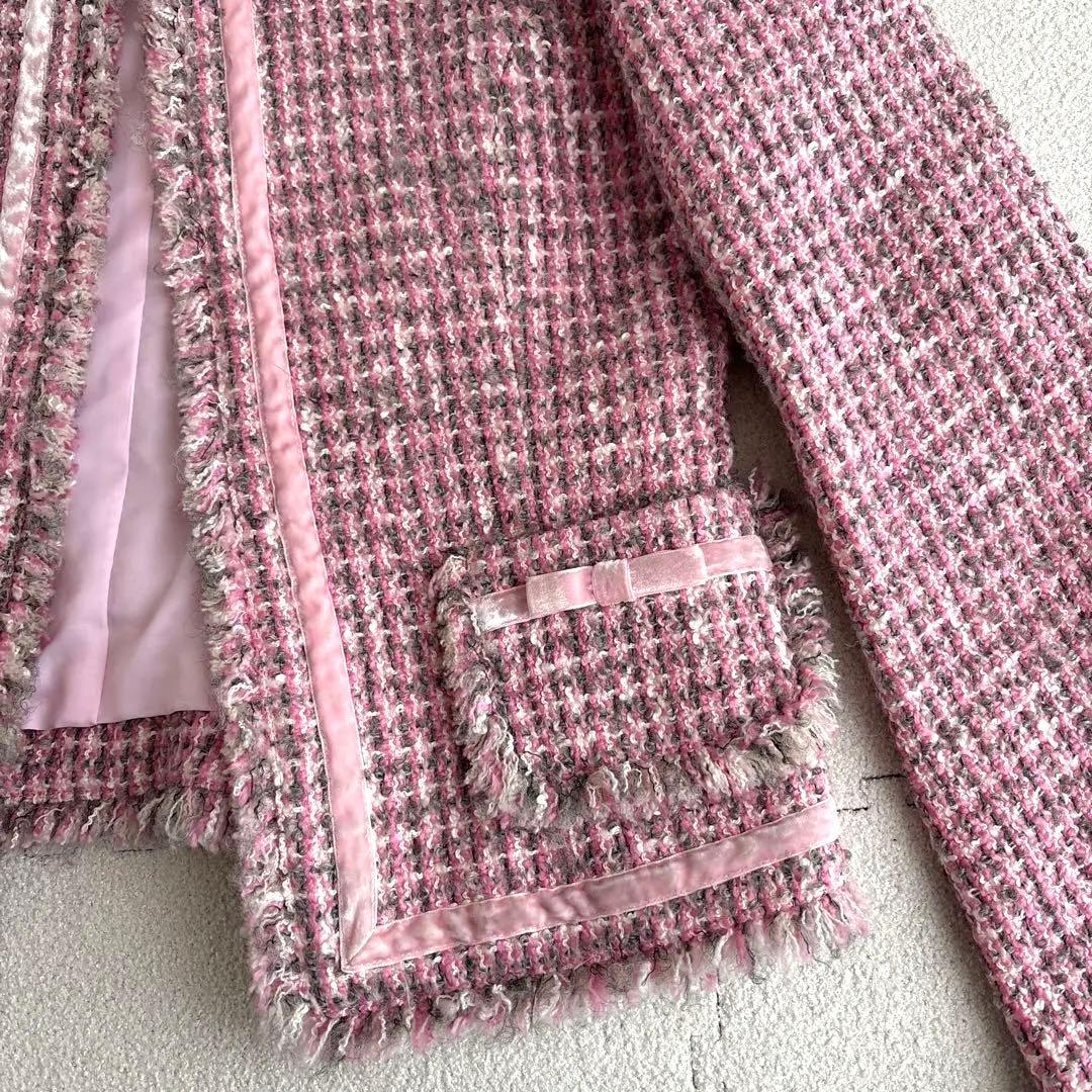 COURREGES ピンク ツイードジャケット L 美品 姫系 通勤 卒園式