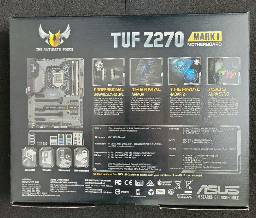 【CPU+マザボセット】 i7-7700/ASUS TUF Z270 MARK1