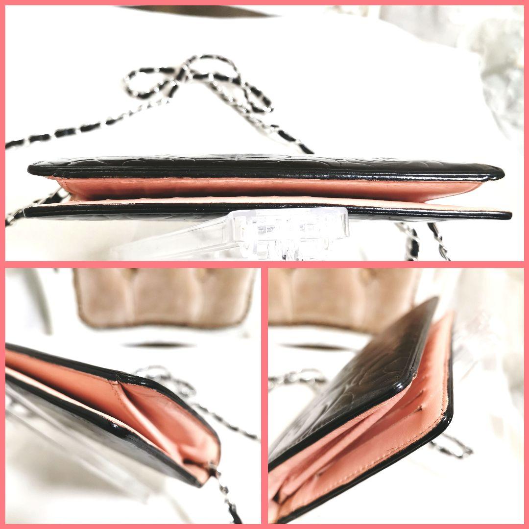 【美品】シャネルCHANELカメリア長財布 黒 新品ショルダー付!鑑定済!