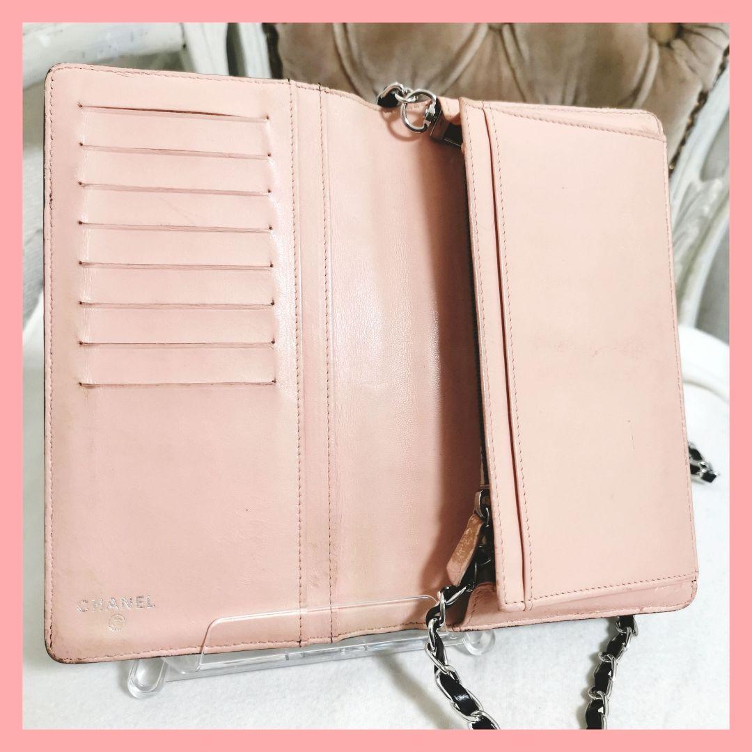 【美品】シャネルCHANELカメリア長財布 黒 新品ショルダー付!鑑定済!