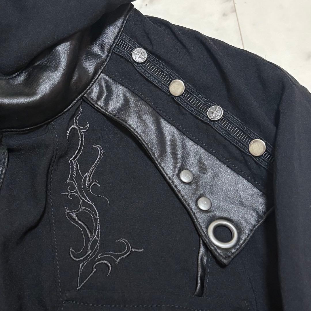 美品 オッズクローチェ 刺繍 スタッズ シャツ 十字架ボタン ゴシック y2k