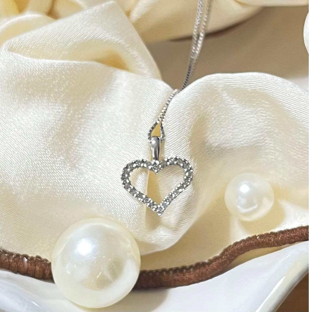 【限定値下げ】ダイアプチハートネックレス　k10wg ホワイトゴールド【新品】