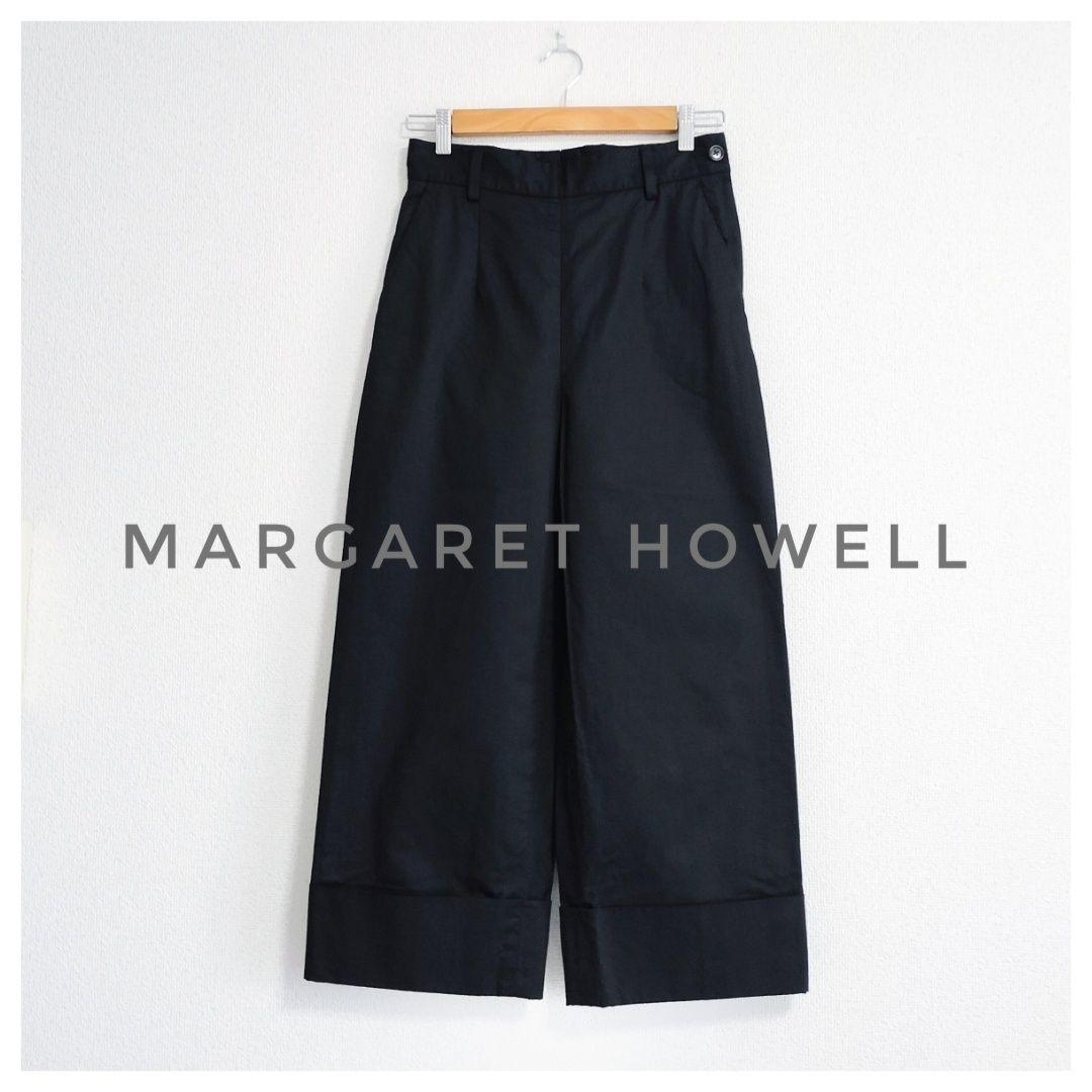 美品 MARGARET HOWELL コットンリネン ツイルパンツ 黒 Ⅰ
