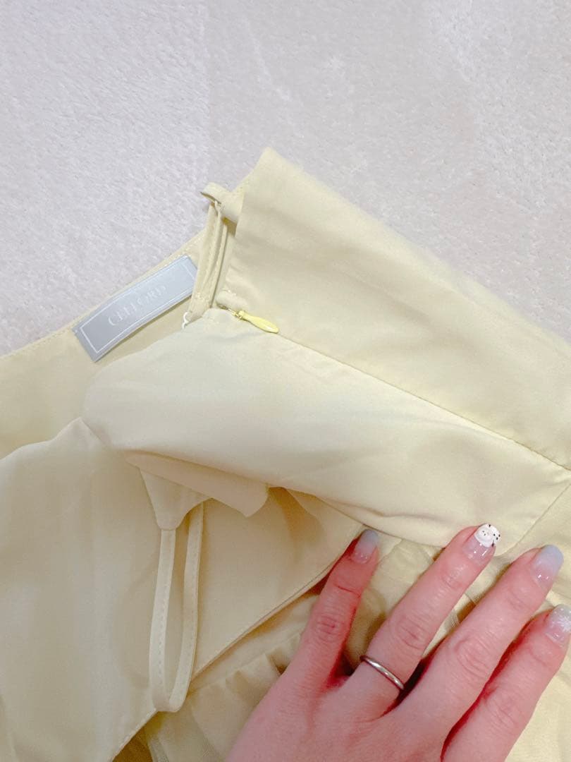 【新品】CELFORD バルーンチュールワンピース＆カーディガン 38 ライム