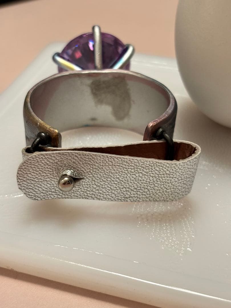 ピンクジルコニア　バングル　レース型押し