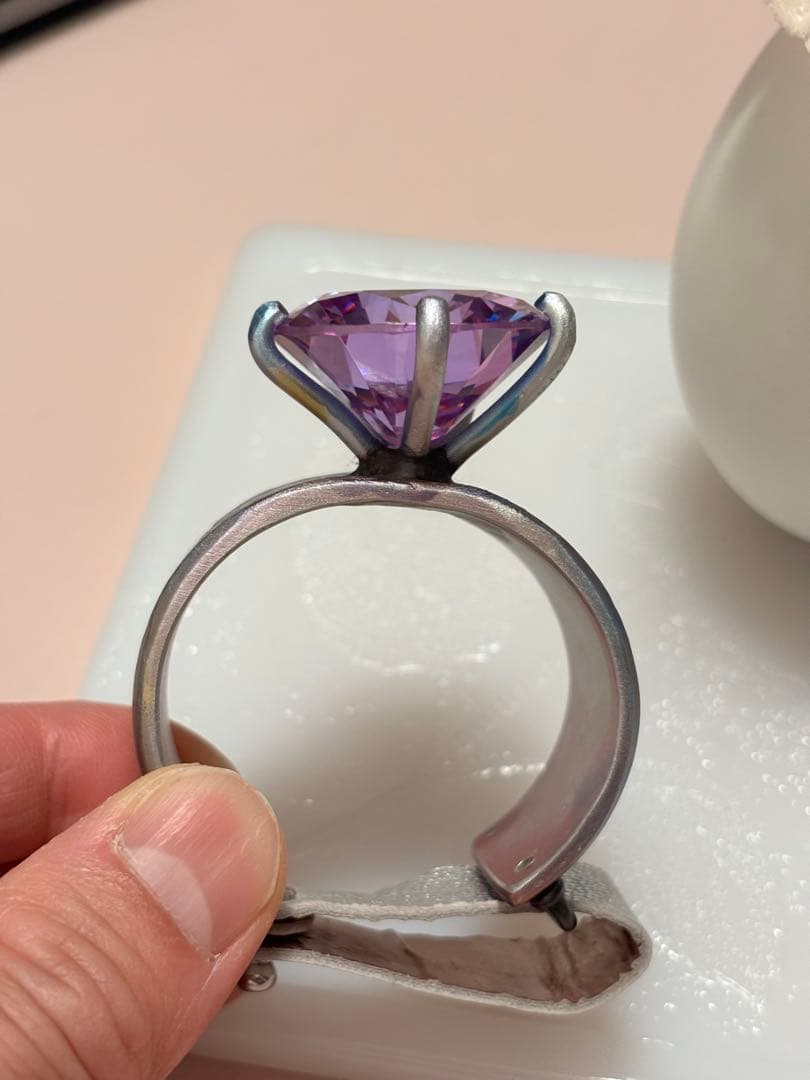 ピンクジルコニア　バングル　レース型押し