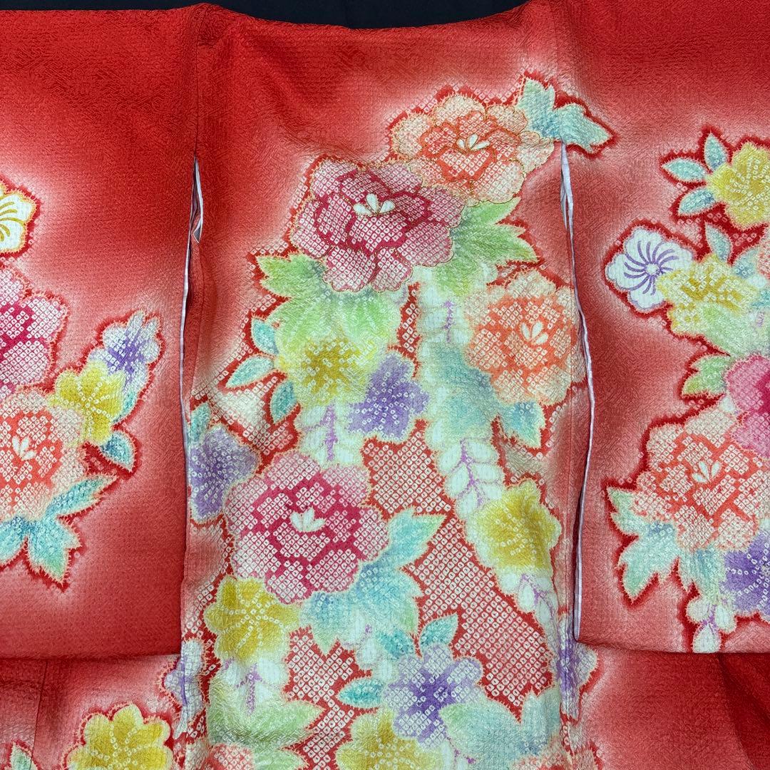 特選☆京友禅総絞り美術工芸品新品正絹産着女の子（お祝着）純古典四季花刺繍本金入り