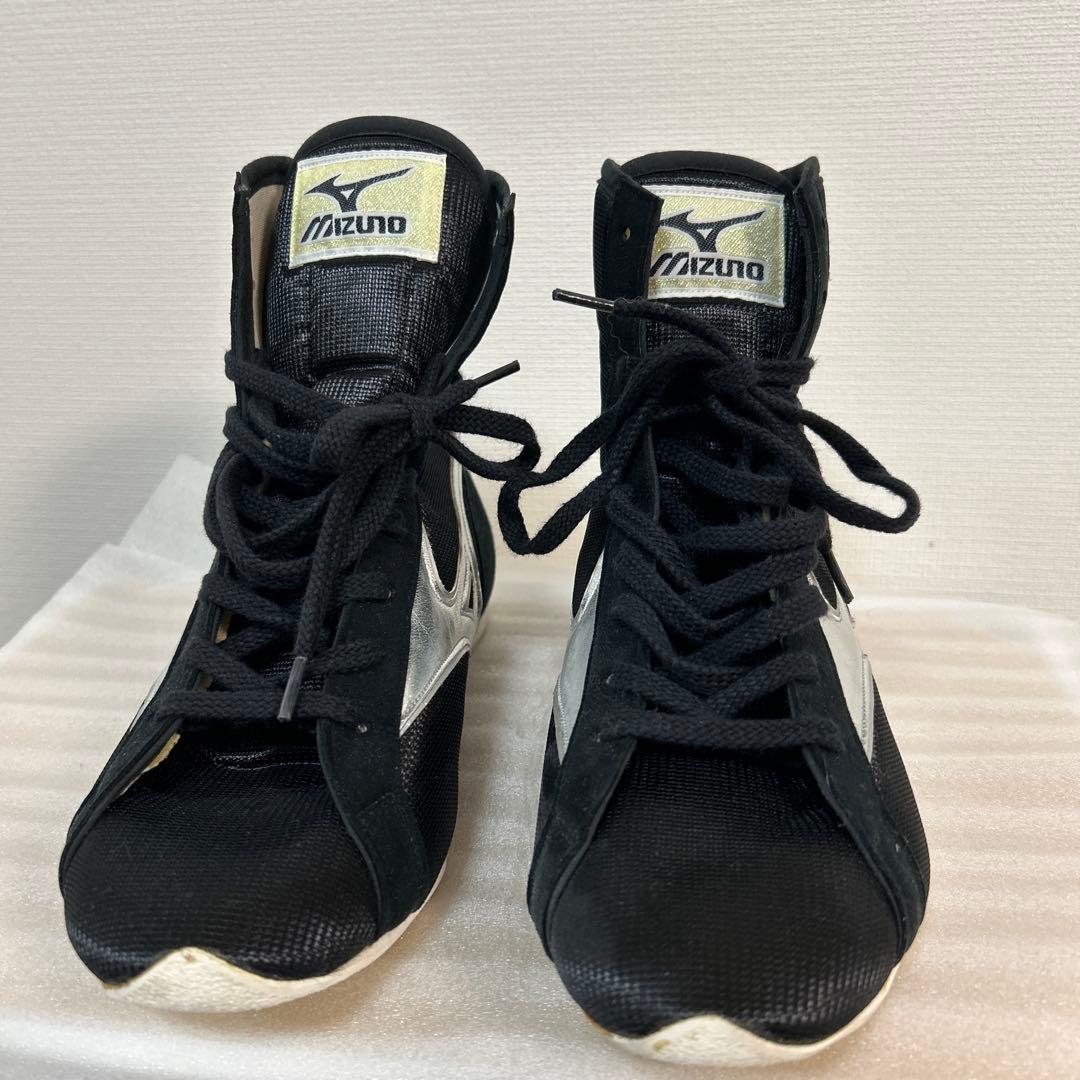 美品！　ミズノボクシングシューズ ブラック/シルバー　25.5cm