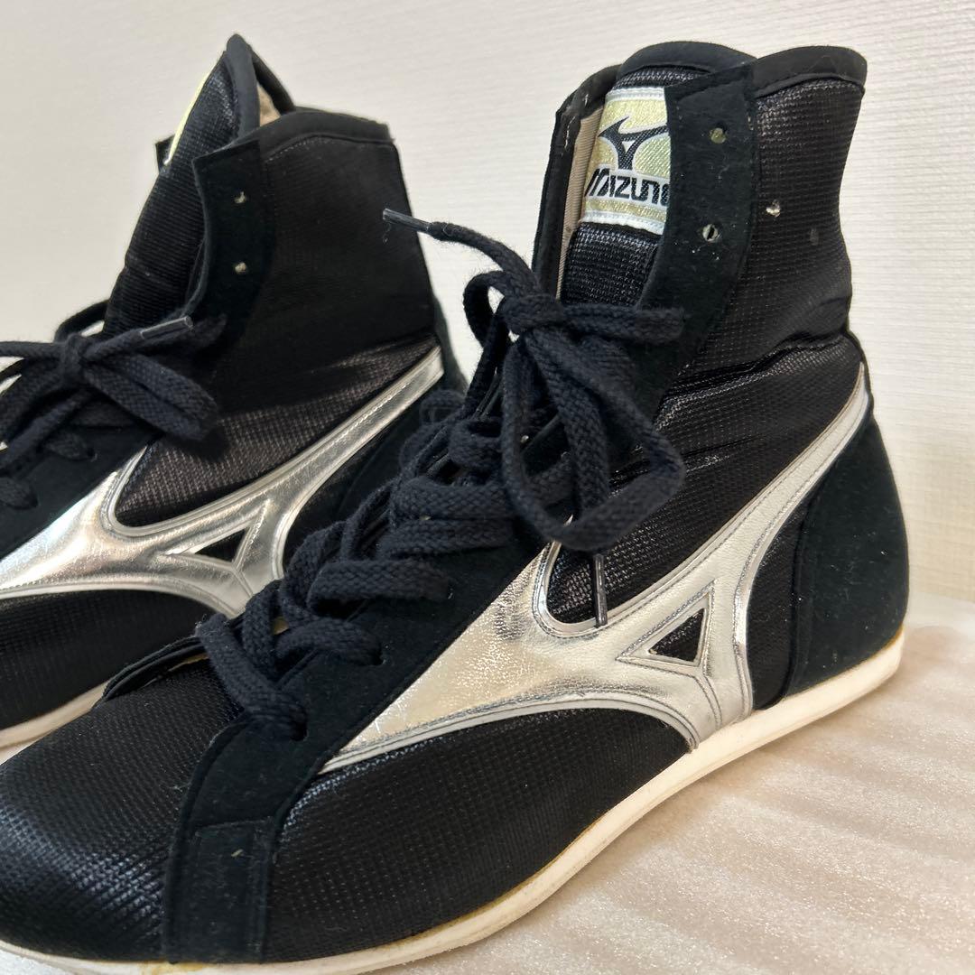 美品！　ミズノボクシングシューズ ブラック/シルバー　25.5cm