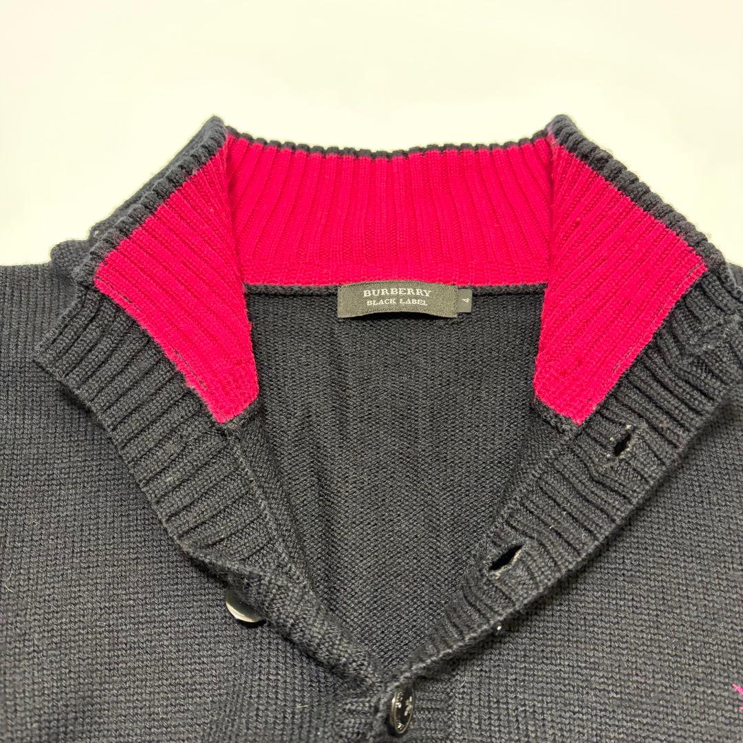 バーバリーブラックレーベル　ハイネックセーター　L　羊毛　ウール　ネイビー