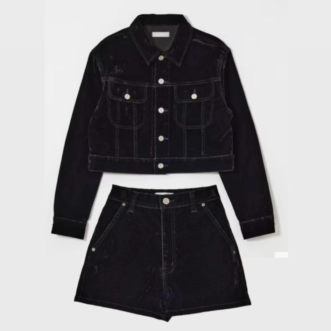 ラ*ウ様 MOUSSY VELVET SHORT ジャケット BLK
