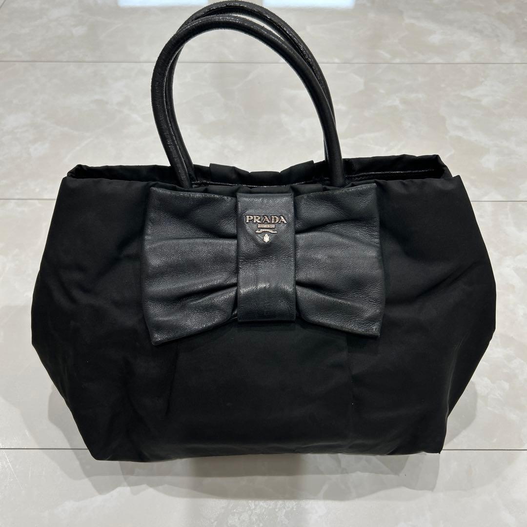 ★値下げ★　PRADA　ハンドバッグ　プラダ　リボン　トートバッグ　ナイロン