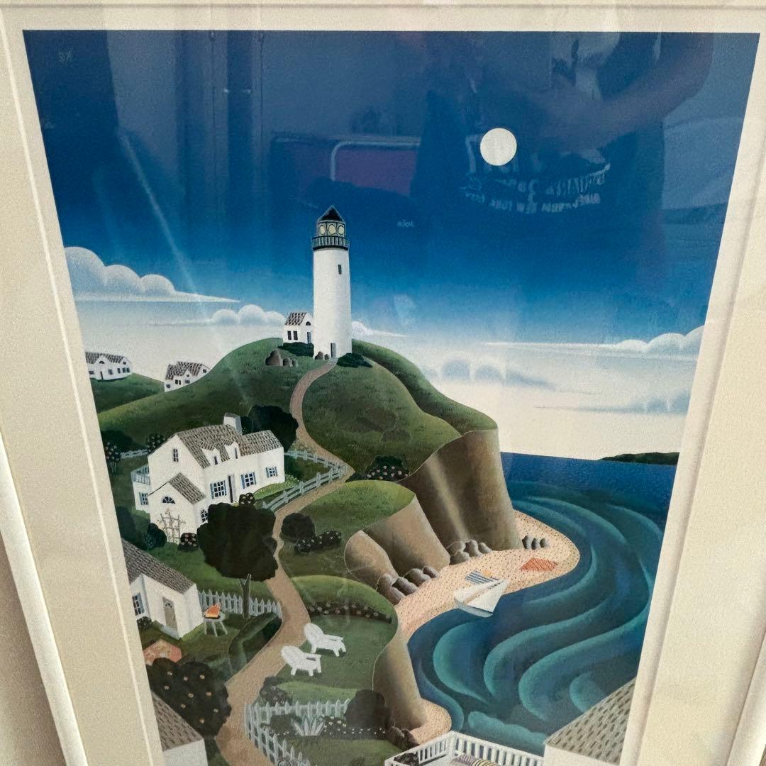 トーマス・マックナイト　ナンタケットの灯台 額入りポスター　アート　ヴィンテージ